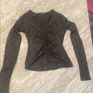 Lululemon Athletica Gray Ruched Fitted Blouse